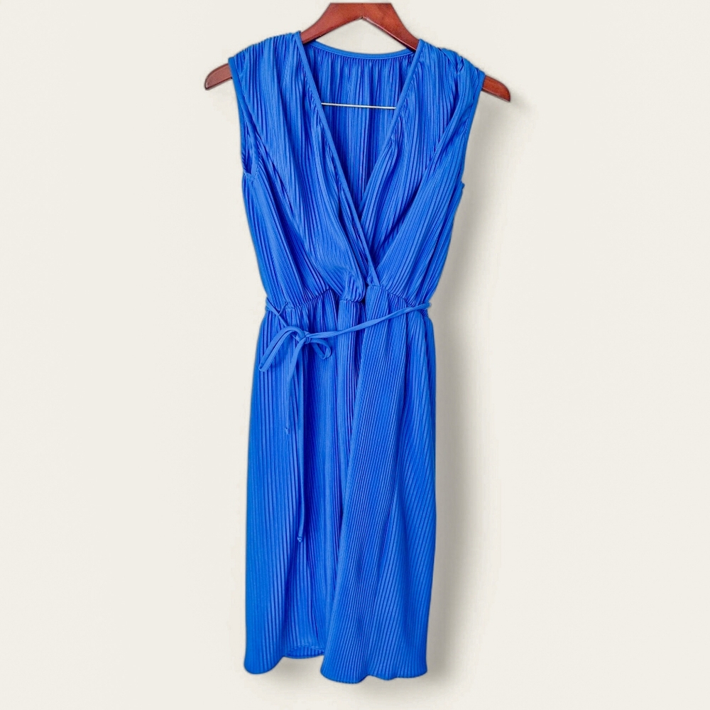Sleeveless Midi Wrap Dress in Royal Blue